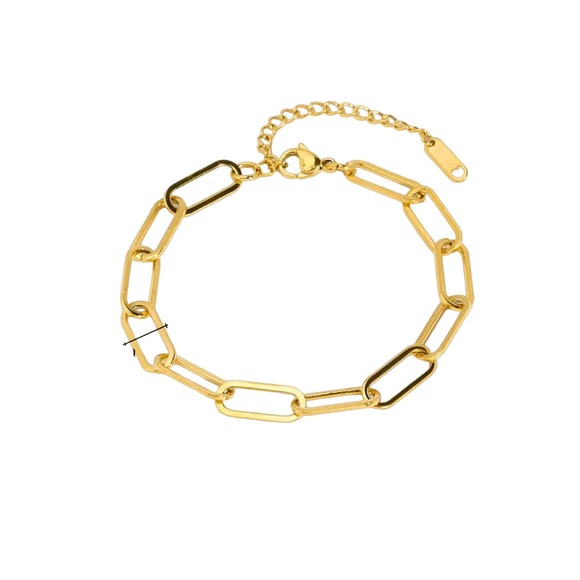 SHARLENE Paper Clip Chain Yellow Gold Chain Bracelet - Picture 1 of 1